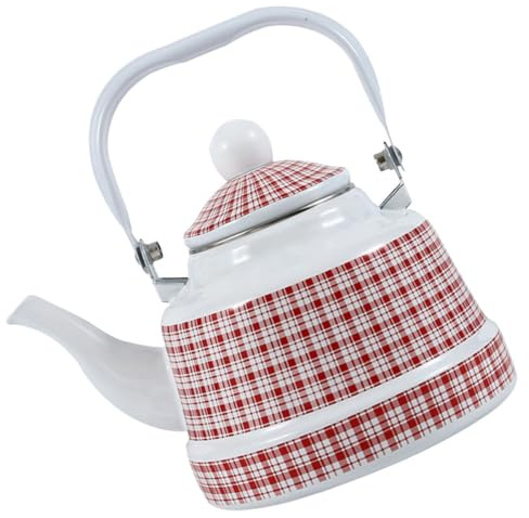 Warmhm Bollitore Per Tè Smaltato 1,7 l Manico Antiscottatura, Teiera Vintage Per Fornelli a Gas, Per Uso Domestico e Sale Da Tè Professionali