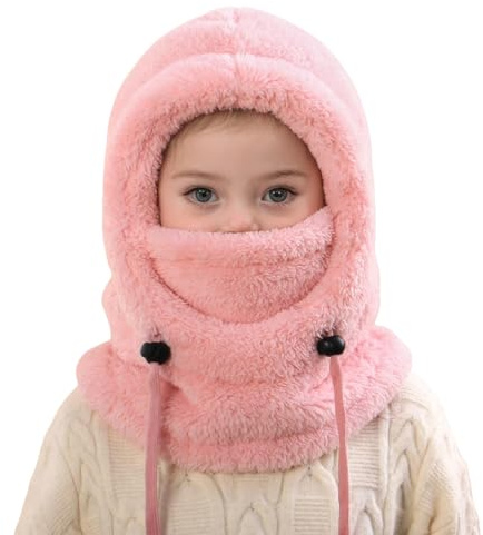 freesiom Cagoule Unisexe Garcon Fille 3-10 Ans Bonnet Enfant Hiver Chaud Laine Fine Epais Ski Modo Mignon Protection d'oreilles Écharpe Chapeau Cape Bobs Ajustable
