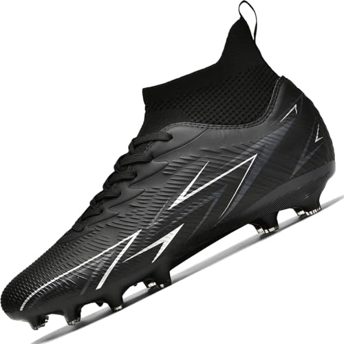 situkeke Botas de Fútbol Hombre Tacos de Fútbol Adolescentes para Césped Zapatos de Fútbol con Clavos Niño para Entrenamiento,Black,EU36