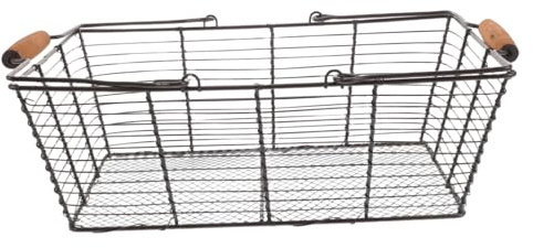 VILLFUL Metal Drain Rack con Asa de Madera Plegable Cesta Multiusos para Secado y Organización de Cubiertos y Utensilios de Cocina Canasta de Almacenaje y Secado para Encimera de Cocina