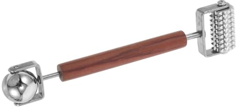 PAMINGONO Rouleau de Massage Facial en Acier Inoxydable Double Tête Outil de Soin Peau Anti-Âge Masseur Manuel 3D pour Visage et Yeux Portable Rides et Poches Soin Lifting en V