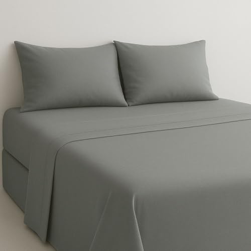 MAXIME MAISON - Parure de Lit 180x200 en Coton, Ensemble de Draps 4 Pièces (1 Drap Housse 180x200, 1 Drap Plat 240x285, 2 Taie d'oreiller 52x82) Draps de Lit 2 Personnes Rafraichissant Made in Italy