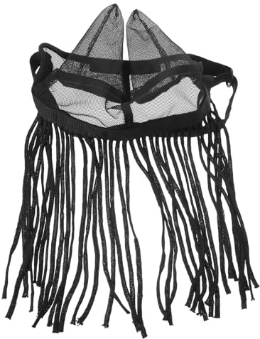 SMASOLO Maschera Anti-mosche per Cavalli con Frange, Maschera Protettiva a Rete in Poliestere Traspirante, Copertura Orecchie e Viso Resistente per Uso Esterno, Taglia M