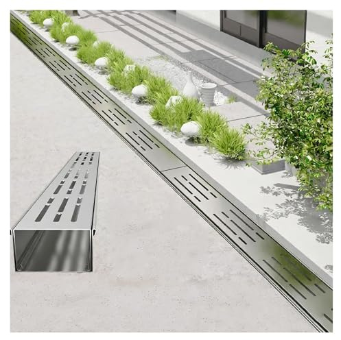 ZXCASDF Canale di Scarico Stretto in Acciaio Inossidabile 304，canaletta scolo Acqua piovana Robusto，per Fermare Le Foglie,Griglia per Marciapiede，filtri lineari per grondaie(H3*W20CM/H1.18*W7.87IN)