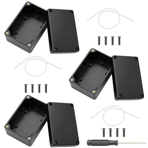 Yuaerbuo 3Pcs IP65 Waterproof Junction Box, 100x68x50mm ABS Plastic Project Box Electrical Black Adaptable Box Outdoor Enclosure Box with 1 Screwdriver