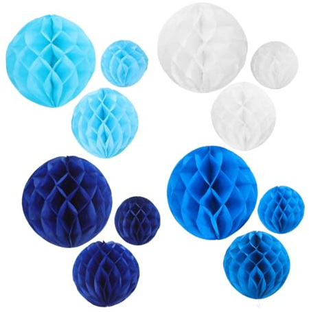 ABOOFAN Decorazioni a Sfera Nido d'Ape in Carta 12 Pezzi Bianco Blu