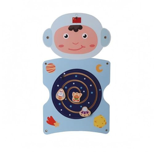 HuadaXtai Kinder Lernbrett Motorik Brett Wandspiel Holzsensorik Aktivitätsbrett Pädagogisches Lernspielzeug für Motorische Fähigkeiten für Lernumgebung Kinderzimmer, Astronaut