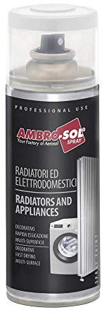 Ambro-Sol V400RAD2 Smalto per Radiatori, Dona Brillantezza alle Superfici, Essicca Rapidamente e Agisce in Profondità, Bomboletta Spray in Banda Stagnata Riciclabile 400 ml, Ral 9010 Bianco Puro
