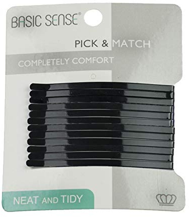 Basic Sense Jumbo Bobby Pins Hair Grips for Women 12pcs, Black-Large