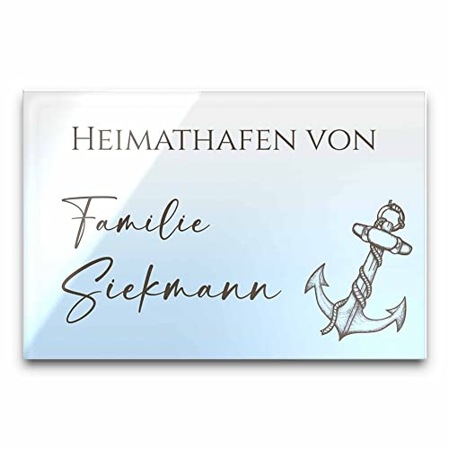 Edles Türschild mit Namen für die Haustür | Namensschild Briefkasten-Schild selbstklebend oder mit Bohrlöcher Klingelschild mit kratzfestem UV Druck | Größe ab 9x6 cm bunte Türschilder