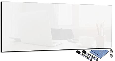 Glas-Magnettafel 30x80 Pinnwand Wand mit Zubehör Whiteboard Küche Deko Office Büro Weiß