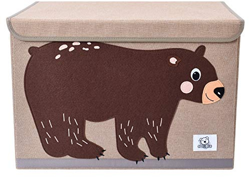 CLCROBD Faltbare große Spielzeugtruhe für Kinder, mit Klappdeckel, faltbarer Stofftier-Aufbewahrungskorb, Organizer/Box/Korb/Truhe für Kleinkinder, Kinder und Babyzimmer (Bär)