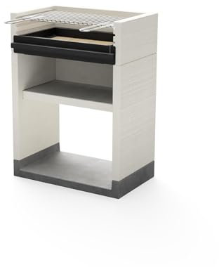 TUOZI - Einbaugrill für Holzkohle Modell VENIT FLEX (Grau/Weiß - 59 x 47 x 95 cm) REF: 4400 - Für den Außenbereich