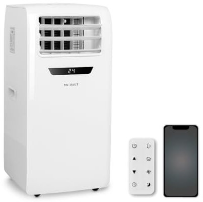 Mc HAUS Artic-260 - Aire Acondicionado Portátil 4 en 1 Artic-260, 9000 BTU, Frío/Calor, Ventilador y Deshumidificador, Control WiFi APP, Pantalla LED, Temporizador, Bajo Consumo