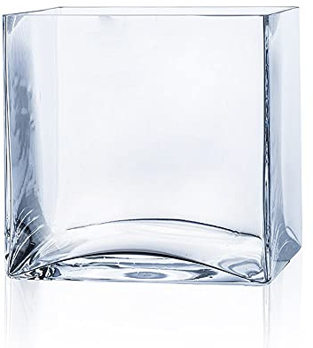 matches21 - Vaso in vetro decorativo, quadrato, trasparente, moderno, 20 x 20 x 20 cm
