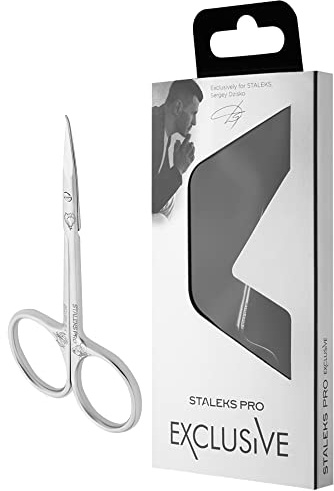 STALEKS PRO - Forbici professionali per pelle cuticole, maniglia dritta, lunghezza impugnatura media M(lunghezza lama - 25 mm, forma a gancio) Exclusive 23 TYPE 1 (Design: Zebra) SX-23/1z