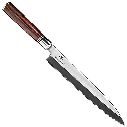 Cuchillo de sushi de 10 pulgadas Japonés Yanagiba Cangrejo Salmón 1.4116 Acero con mango Dalbergia Cuchillo de cocina (Color : Brown, Kitchen Knife Size : 10 inch)