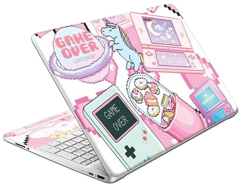 Laptop Skin Decal HP 15.6 - Kawaii Pixel Laptop Cover Sticker No Cutting Required, No Bubble, Waterproof, Scratch Resistant - Including Wide Screen and Wrist Pad