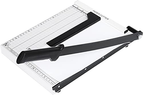Unibos A4 Paper Cutter Stack Paper Trimmer Guillotine 12” Cutting Length with Safety Blade Lock, 12-Sheet Capacity, Commercial Grade Guillotine Paper Slicer Cutter for Office Home School