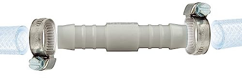 tecuro Schlauchverbinder Tülle Ø 7 mm, mit Edelstahlschlauchschellen - Nylon weiß