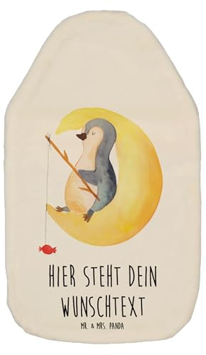 Mr. & Mrs. Panda Wärmflasche personalisiert Pinguin Mond - Weiß