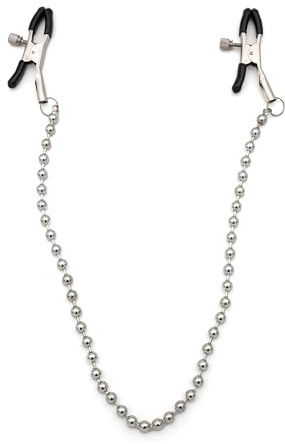 BONDAGERIE® Pinze capezzoli, con catenina metallo, coppia, intensità regolabile donna uomo schiavo slave