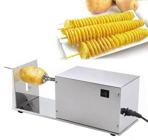 LINTAIZUO Taglierina a Spirale per Patate, Affettatrice Elettrica per Patate Tornado, Affettatrice per Patate Attorcigliata in Acciaio Inossidabile, Macchina a Torre per Patatine 50W