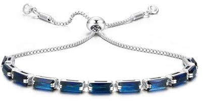 CASSIECA Silber Armband Damen Blau Zirkonia Kristall Tennis Armband für Frauen Geburtstags Muttertag Weihnachten Geschenk für Mama Freund Tochter Silber Schmuck Damen mit Box