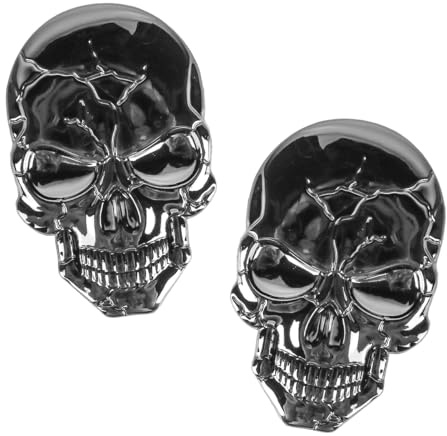 ieron 3D Metall Schädel Auto Aufkleber - Stilvolle Emblem Badge Decals für Auto Motorrad 2 Stück Schwarz