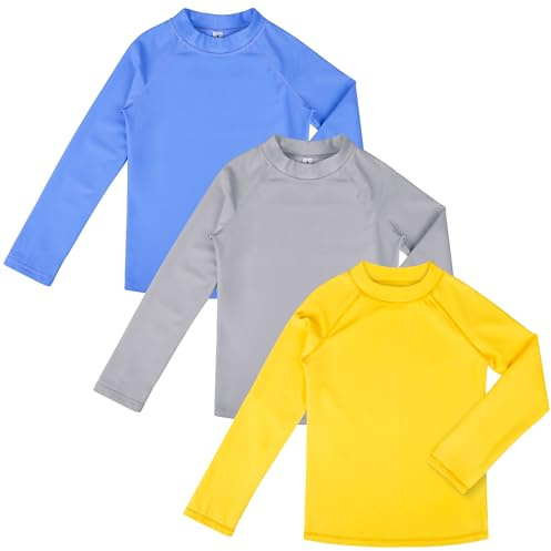 BIG ELEPHANT 3 Pièces de Bain Anti-UV pour Garçon Maillot de Bain à Manche Longue Enfants Rashguard pour Surf Natation Plongée Plage