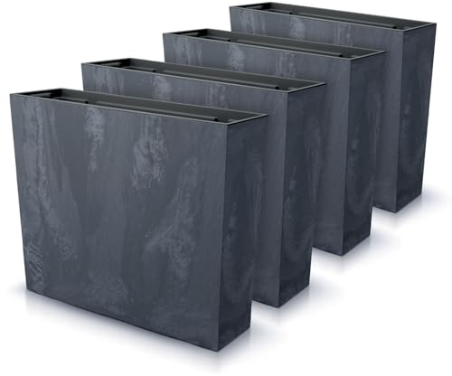 IMJ-Global - Pot de Fleur Interieur Exterieur Beton Effect (58x18x 49,8 cm - 44 litres) Bac Plastique Rectangulaire pour Plante. Pots de Fleurs pour Décorer la Maison ou être Exposé à l'Extérieur