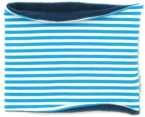 Kleine Könige Loop Schal Kinder Jungen bis 10 Jahre · Modell Stripes Streifen Türkis weiß · Innen Fleece marine · Made in Germany