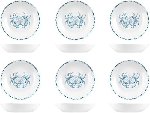 H&H-Set 6 Piatti Fondi, linea Ocean, ø 20 cm, in stoneware, lavabili in lavastoviglie