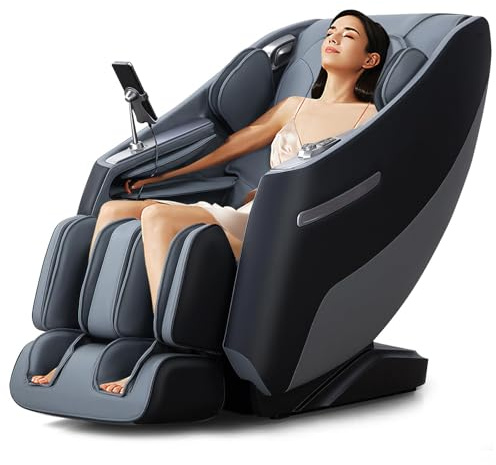 RELAX4LIFE Fauteuil Massant Chauffant Électrique pour Tout Le Corps, Siège de Massage Inclinable | Zéro Gravité | 12 Modes & 5 Vitesses | Rouleau Pieds | Bluetooth | Massage Shiatsu au Bureau (Noir)