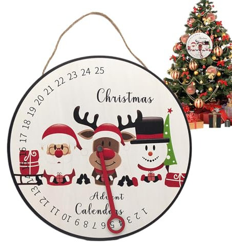 Letrero de calendario de cuenta regresiva de Navidad | Calendario de Adviento de madera para pared | Reloj de cuenta regresiva para decoración de temporada, letrero de montaje en árbol para