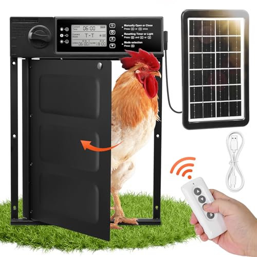 Bellanny Hühnerklappe Automatische Hühnerstalltür Hühnertür - Hühnerklappe Solar, Hühnerstall Elektrischer Türöffner für Chicken Run