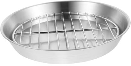 PAMINGONO Stainless Steel Roasting Pan and Wire Rack Set 24cm, High-Temperature Resistant Outdoor Camping Baking Tray for Oven and Grill