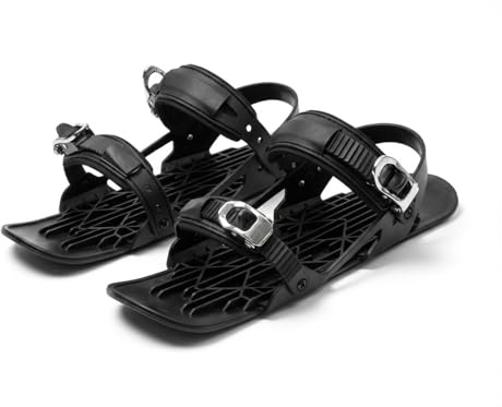 Sustvita Mini Skis für Erwachsene & Kurzski, Tragbare Kurze Schneeskates Schneeblades, Verstellbare Skiskates Bindung für Winterschuhe, Ideal für Piste Winterwandern Einheitsgröße(Schwarz)