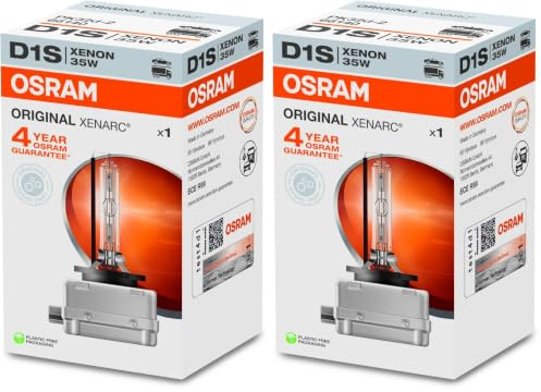 Osram Xenarc Original D1S HID Xenon-Brenner, Entladungslampe, Erstausrüsterqualität OEM, 66140, Faltschachtel, Weiß, (1 Stück), Weiss weiss (Packung mit 2)