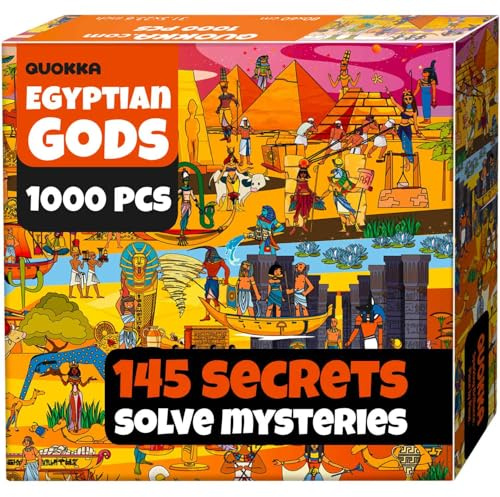 QUOKKA 1000 Piece Jigsaw Puzzle for Adults Mythories Ancient Gods Egyptian – Premium Box Packaging with Extra Fun Challenges, Perfect for Relaxation, Creativity & Gift Giving