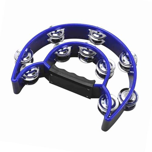 Double Row Tambourine, Handheld Tambourine with Ergonomic Handle Grip, Lightweight and Sturdy for KTV Party, Bright and Cheerful Plink Sound, Suitable for Adults (Blue)