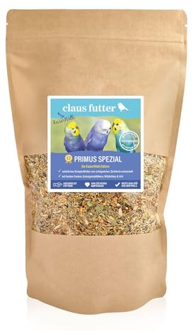 Claus Primus Spezial KaiserWelli Edition | 500 g | Natürliches Komplettfutter für Wellensittiche | Mit Saaten, Eukalyptusblättern, Wildblüten & Grit | Vitamine & Mineralien