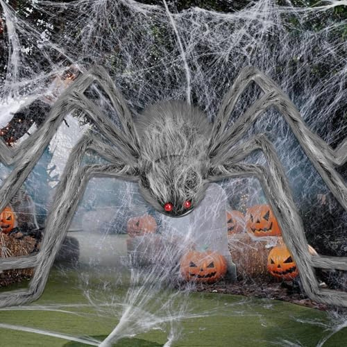 Kinwers Ragno Gigante Halloween,125cm Ragni Finti Decorazioni Halloween Esterno Casa