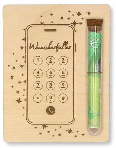 ZUKLA Verpackung für Geldgeschenk Smartphone - 13 x 10 cm - mit Reagenzglas - Gutschein für Handy - Geldgeschenk für neues Handy