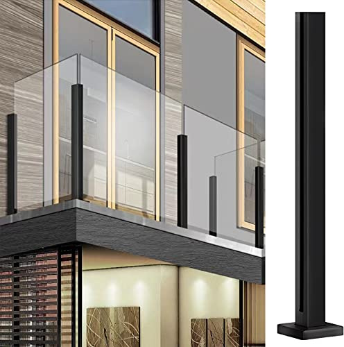Poteaux de balustrade noirs modernes pour panneaux en bois/verre/plastique 146,1 cm – Poteau carré idéal pour la maison, le balcon et la clôture – Taille 9,5 mm – 1,27 cm