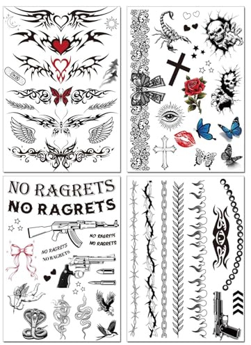 Barbed Wire Temporary Tattoo No Ragrets Halloween Costume Tattoos Stickers For Adults Men Women