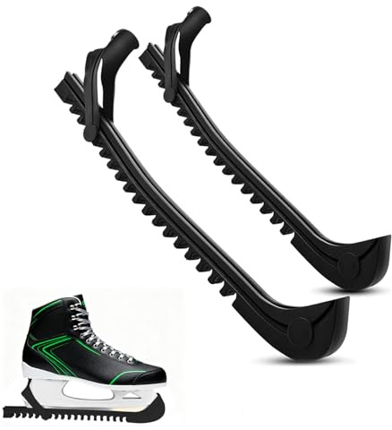 Infreecs 1 Paar Schwarz Kufenschoner Schlittschuhe, Verstellbare Schlittschuhprotektoren für Hockey oder Eiskunstlauf, Robuste Schlittschuh Schoner Zubehör Für Kinder und Erwachsenenkufen