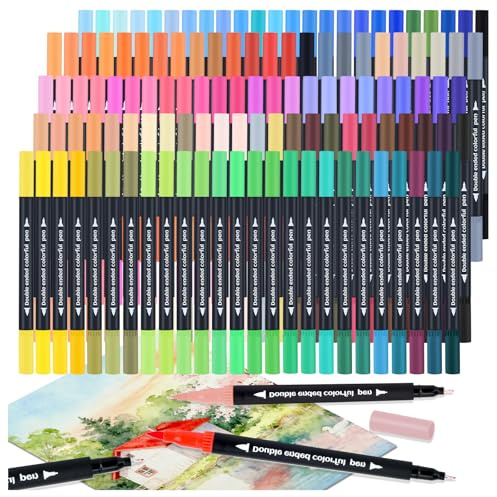 MIN CI 120 Farben Filzstifte Dicke und Dünne, Dual Brush Pen Set für Bemalen, Multimarker Pinselstifte Marker für Erwachsene, Filzstifte Aquarell Stifte für Ausmalen, DIY, Handlettering