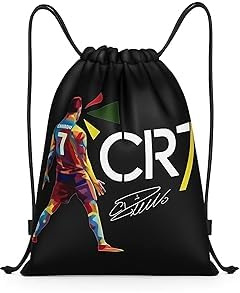 DvBCNMe Basketball Tasche, Kordelzug Tasche Design Rucksack für Cr7, Sportbeutel für Jungen und Mädchen, Turnbeutel Kinder für Schule und Training, Leicht und Praktisch für Sport und Reise