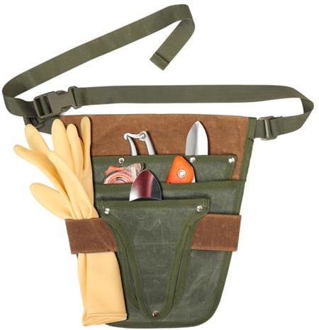 Gardening Tool Belt, Adjustable Waist Tool Organizer, Waterproof Waxed Canvas Multi-Pocket Garden Tool Pouch for Women & Men